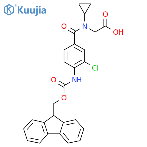 2-{1-3-chloro-4-({(9H-fluoren-9-yl)methoxycarbonyl}amino)phenyl-N-cyclopropylformamido}acetic acid structure