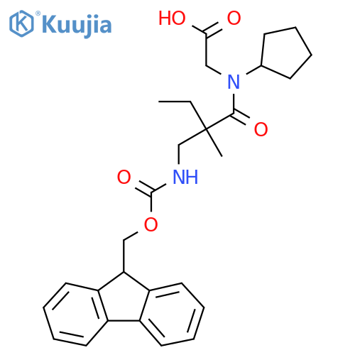 2-{N-cyclopentyl-2-({(9H-fluoren-9-yl)methoxycarbonyl}amino)methyl-2-methylbutanamido}acetic acid structure