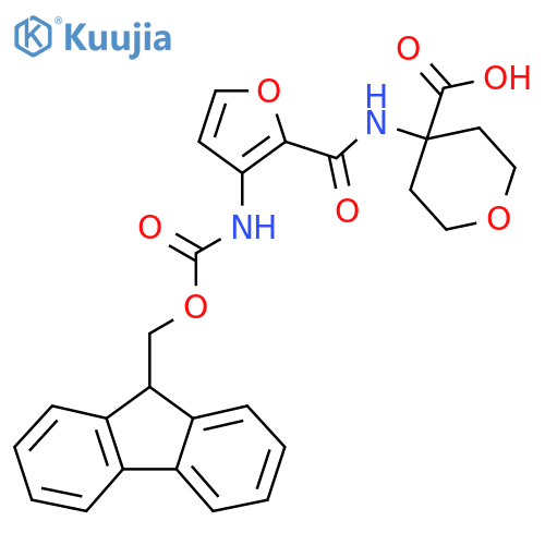 4-3-({(9H-fluoren-9-yl)methoxycarbonyl}amino)furan-2-amidooxane-4-carboxylic acid structure