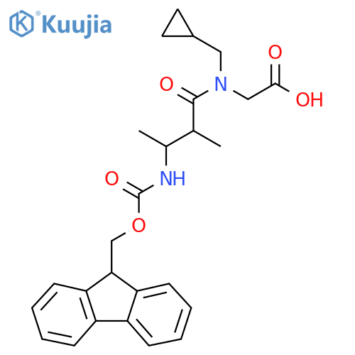 2-N-(cyclopropylmethyl)-3-({(9H-fluoren-9-yl)methoxycarbonyl}amino)-2-methylbutanamidoacetic acid structure