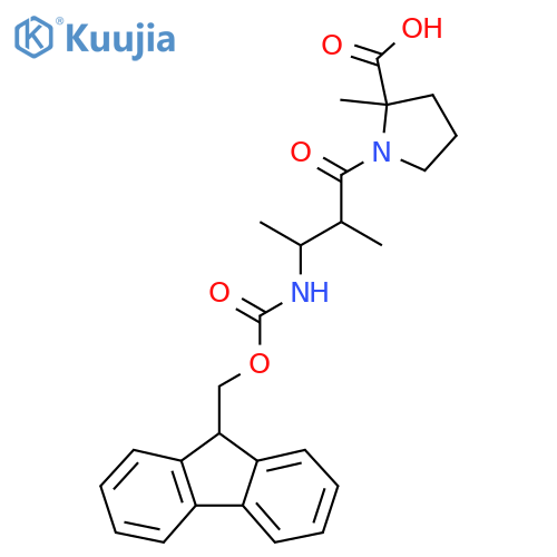 1-3-({(9H-fluoren-9-yl)methoxycarbonyl}amino)-2-methylbutanoyl-2-methylpyrrolidine-2-carboxylic acid structure