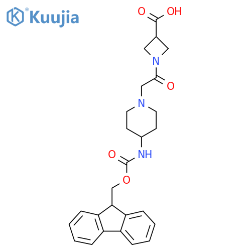 1-{2-4-({(9H-fluoren-9-yl)methoxycarbonyl}amino)piperidin-1-ylacetyl}azetidine-3-carboxylic acid structure