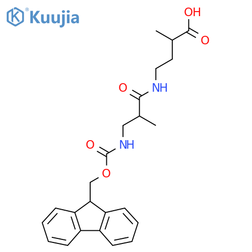 4-3-({(9H-fluoren-9-yl)methoxycarbonyl}amino)-2-methylpropanamido-2-methylbutanoic acid structure