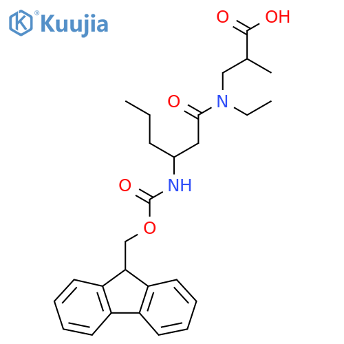 3-N-ethyl-3-({(9H-fluoren-9-yl)methoxycarbonyl}amino)hexanamido-2-methylpropanoic acid structure