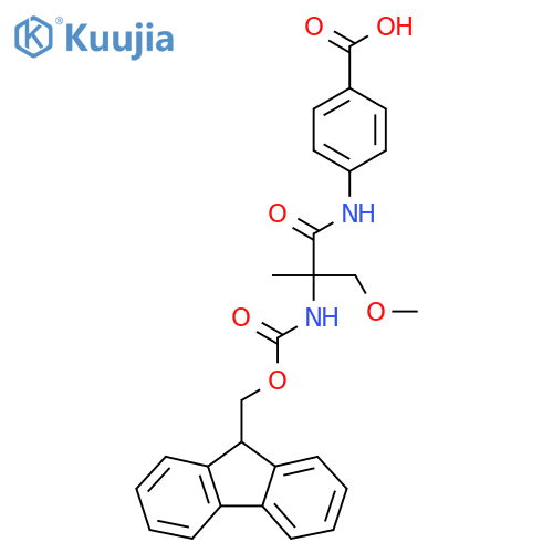 4-2-({(9H-fluoren-9-yl)methoxycarbonyl}amino)-2-(methoxymethyl)propanamidobenzoic acid structure