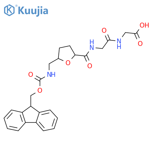 2-2-({5-({(9H-fluoren-9-yl)methoxycarbonyl}amino)methyloxolan-2-yl}formamido)acetamidoacetic acid structure