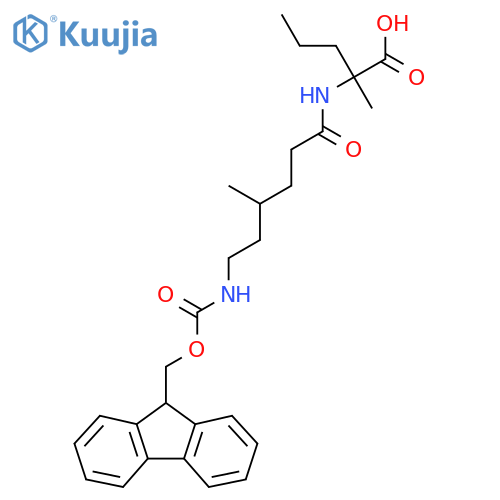 2-6-({(9H-fluoren-9-yl)methoxycarbonyl}amino)-4-methylhexanamido-2-methylpentanoic acid structure