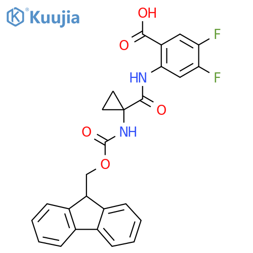 2-1-({(9H-fluoren-9-yl)methoxycarbonyl}amino)cyclopropaneamido-4,5-difluorobenzoic acid structure