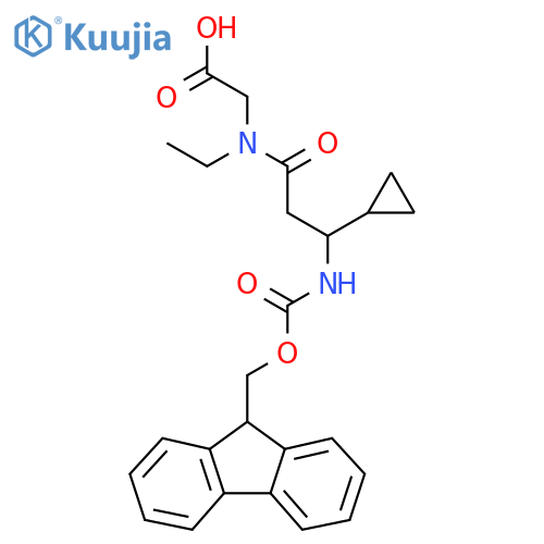 2-3-cyclopropyl-N-ethyl-3-({(9H-fluoren-9-yl)methoxycarbonyl}amino)propanamidoacetic acid structure