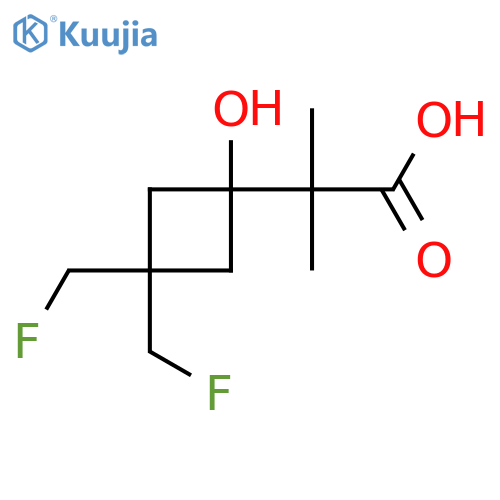 2-3,3-bis(fluoromethyl)-1-hydroxycyclobutyl-2-methylpropanoic acid structure