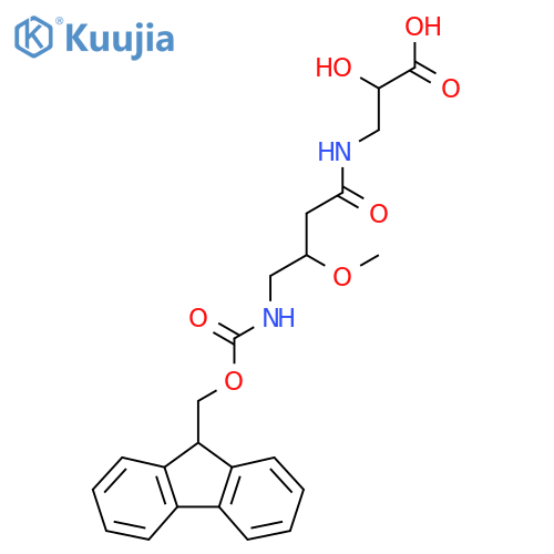3-4-({(9H-fluoren-9-yl)methoxycarbonyl}amino)-3-methoxybutanamido-2-hydroxypropanoic acid structure