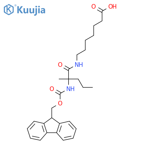 7-2-({(9H-fluoren-9-yl)methoxycarbonyl}amino)-2-methylpentanamidoheptanoic acid structure