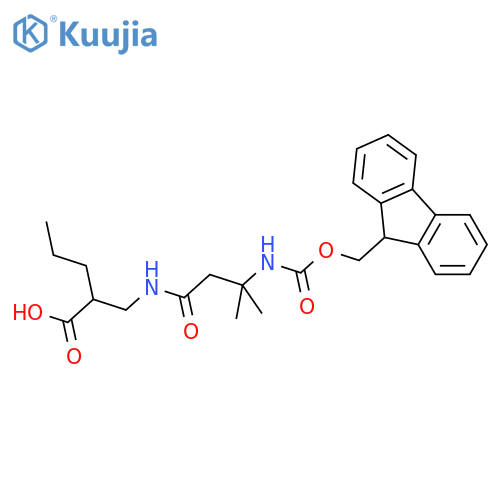 2-{3-({(9H-fluoren-9-yl)methoxycarbonyl}amino)-3-methylbutanamidomethyl}pentanoic acid structure