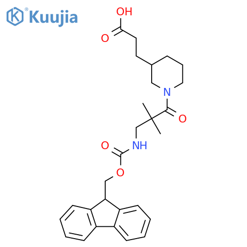3-{1-3-({(9H-fluoren-9-yl)methoxycarbonyl}amino)-2,2-dimethylpropanoylpiperidin-3-yl}propanoic acid structure