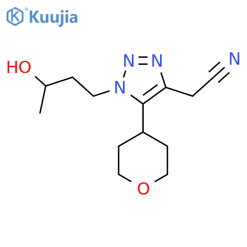 2-1-(3-hydroxybutyl)-5-(oxan-4-yl)-1H-1,2,3-triazol-4-ylacetonitrile structure