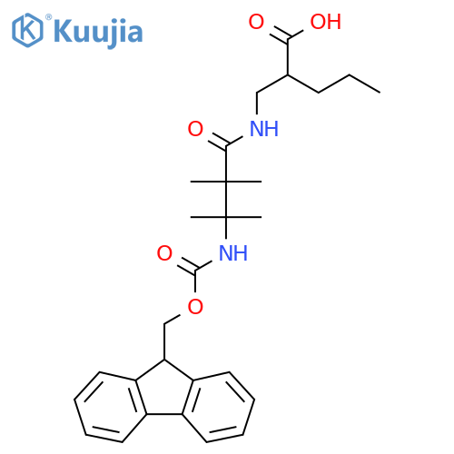 2-{3-({(9H-fluoren-9-yl)methoxycarbonyl}amino)-2,2,3-trimethylbutanamidomethyl}pentanoic acid structure