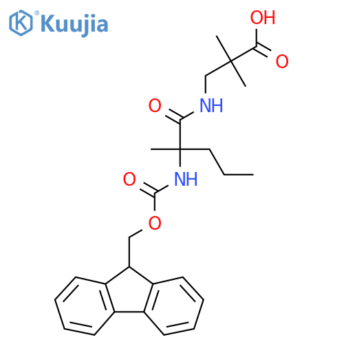 3-2-({(9H-fluoren-9-yl)methoxycarbonyl}amino)-2-methylpentanamido-2,2-dimethylpropanoic acid structure