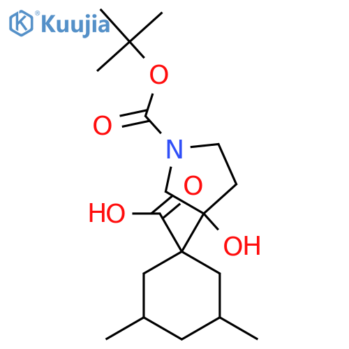 1-{1-(tert-butoxy)carbonyl-3-hydroxypyrrolidin-3-yl}-3,5-dimethylcyclohexane-1-carboxylic acid structure