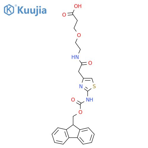 3-(2-{2-2-({(9H-fluoren-9-yl)methoxycarbonyl}amino)-1,3-thiazol-4-ylacetamido}ethoxy)propanoic acid structure