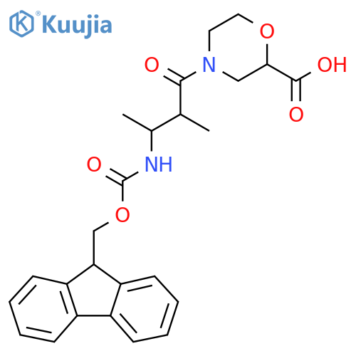 4-3-({(9H-fluoren-9-yl)methoxycarbonyl}amino)-2-methylbutanoylmorpholine-2-carboxylic acid structure