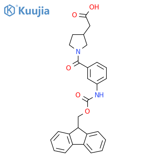 2-{1-3-({(9H-fluoren-9-yl)methoxycarbonyl}amino)benzoylpyrrolidin-3-yl}acetic acid structure