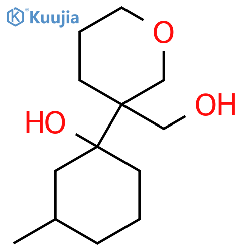 1-3-(hydroxymethyl)oxan-3-yl-3-methylcyclohexan-1-ol structure