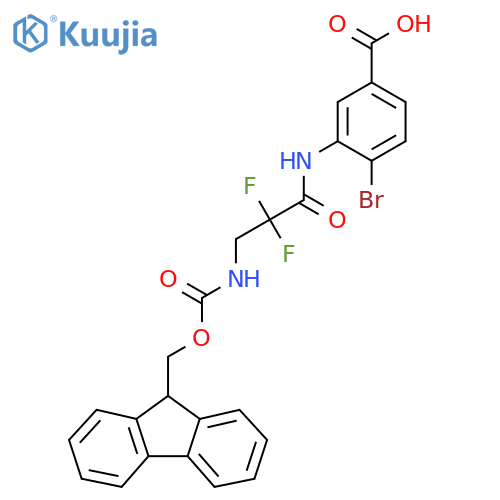 4-bromo-3-3-({(9H-fluoren-9-yl)methoxycarbonyl}amino)-2,2-difluoropropanamidobenzoic acid structure