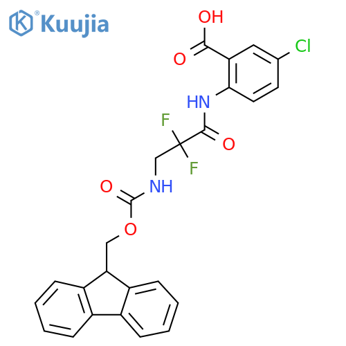 5-chloro-2-3-({(9H-fluoren-9-yl)methoxycarbonyl}amino)-2,2-difluoropropanamidobenzoic acid structure