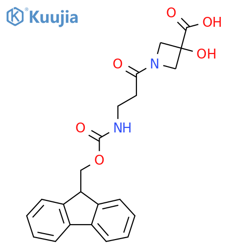 1-3-({(9H-fluoren-9-yl)methoxycarbonyl}amino)propanoyl-3-hydroxyazetidine-3-carboxylic acid structure