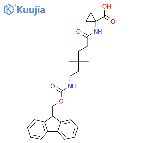 1-6-({(9H-fluoren-9-yl)methoxycarbonyl}amino)-4,4-dimethylhexanamidocyclopropane-1-carboxylic acid structure