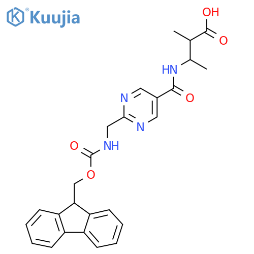 3-({2-({(9H-fluoren-9-yl)methoxycarbonyl}amino)methylpyrimidin-5-yl}formamido)-2-methylbutanoic acid structure