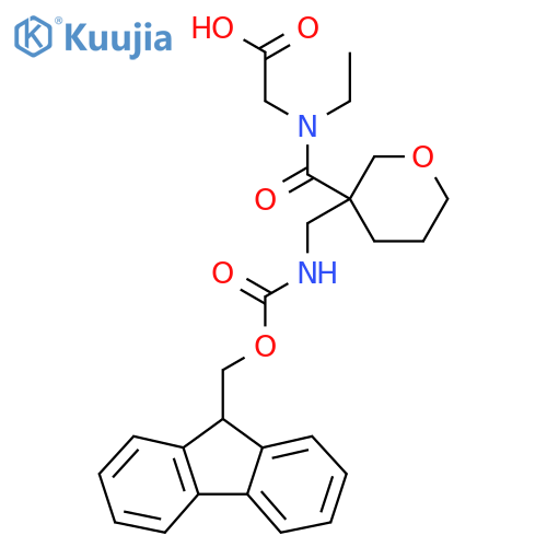 2-(N-ethyl-1-{3-({(9H-fluoren-9-yl)methoxycarbonyl}amino)methyloxan-3-yl}formamido)acetic acid structure