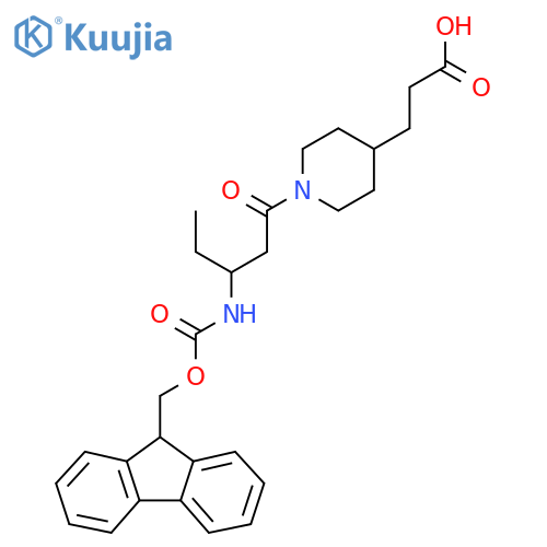 3-{1-3-({(9H-fluoren-9-yl)methoxycarbonyl}amino)pentanoylpiperidin-4-yl}propanoic acid structure