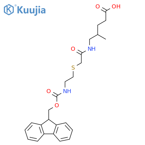 5-(2-{2-({(9H-fluoren-9-yl)methoxycarbonyl}amino)ethylsulfanyl}acetamido)-4-methylpentanoic acid structure