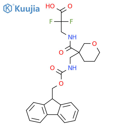 3-({3-({(9H-fluoren-9-yl)methoxycarbonyl}amino)methyloxan-3-yl}formamido)-2,2-difluoropropanoic acid structure