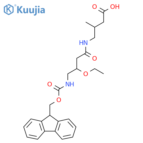 4-3-ethoxy-4-({(9H-fluoren-9-yl)methoxycarbonyl}amino)butanamido-3-methylbutanoic acid structure