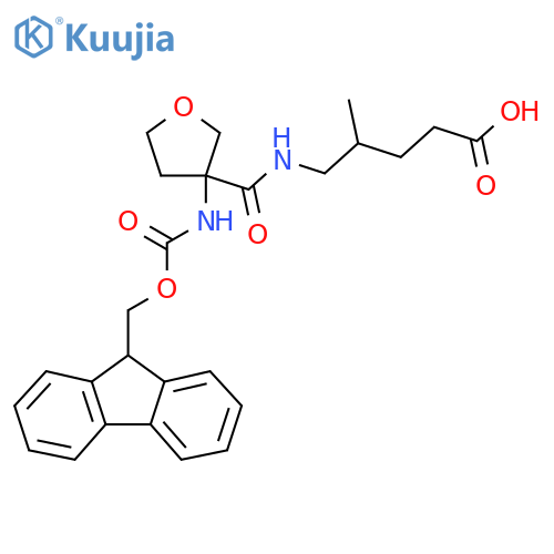 5-{3-({(9H-fluoren-9-yl)methoxycarbonyl}amino)oxolan-3-ylformamido}-4-methylpentanoic acid structure
