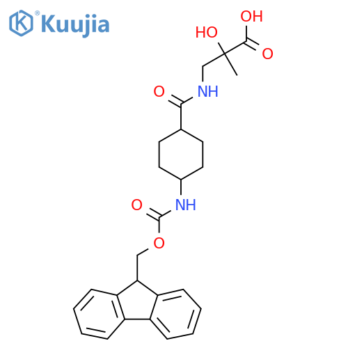 3-{4-({(9H-fluoren-9-yl)methoxycarbonyl}amino)cyclohexylformamido}-2-hydroxy-2-methylpropanoic acid structure