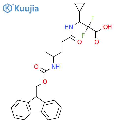 3-cyclopropyl-3-4-({(9H-fluoren-9-yl)methoxycarbonyl}amino)pentanamido-2,2-difluoropropanoic acid structure