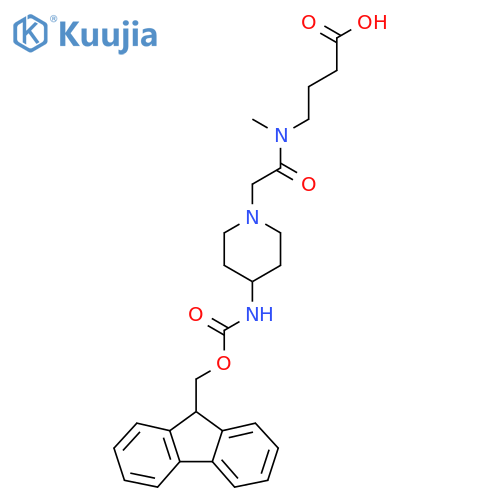 4-{2-4-({(9H-fluoren-9-yl)methoxycarbonyl}amino)piperidin-1-yl-N-methylacetamido}butanoic acid structure