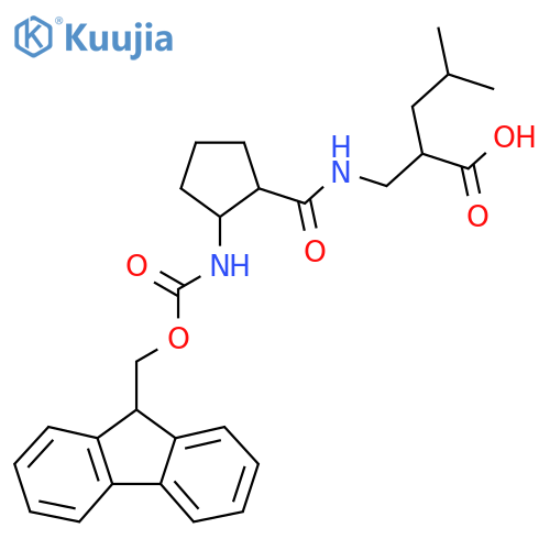 2-({2-({(9H-fluoren-9-yl)methoxycarbonyl}amino)cyclopentylformamido}methyl)-4-methylpentanoic acid structure