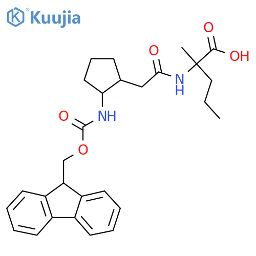2-{2-2-({(9H-fluoren-9-yl)methoxycarbonyl}amino)cyclopentylacetamido}-2-methylpentanoic acid structure