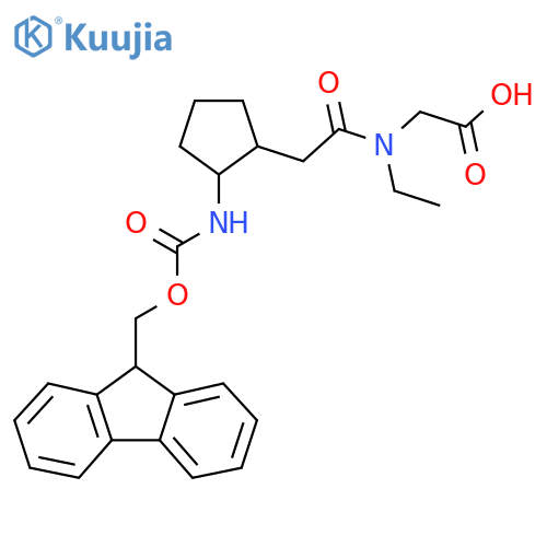 2-{N-ethyl-2-2-({(9H-fluoren-9-yl)methoxycarbonyl}amino)cyclopentylacetamido}acetic acid structure