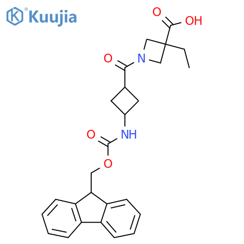 3-ethyl-1-3-({(9H-fluoren-9-yl)methoxycarbonyl}amino)cyclobutanecarbonylazetidine-3-carboxylic acid structure