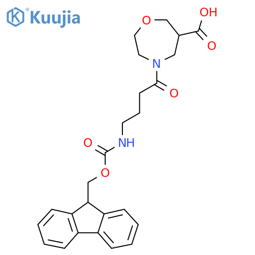 4-4-({(9H-fluoren-9-yl)methoxycarbonyl}amino)butanoyl-1,4-oxazepane-6-carboxylic acid structure