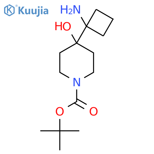 tert-butyl 4-(1-aminocyclobutyl)-4-hydroxypiperidine-1-carboxylate structure