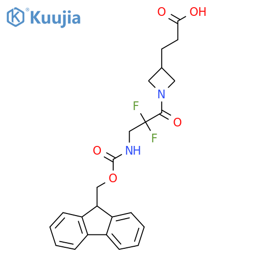 3-{1-3-({(9H-fluoren-9-yl)methoxycarbonyl}amino)-2,2-difluoropropanoylazetidin-3-yl}propanoic acid structure