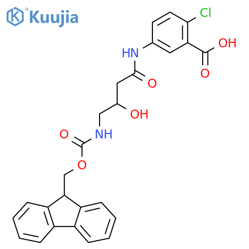 2-chloro-5-4-({(9H-fluoren-9-yl)methoxycarbonyl}amino)-3-hydroxybutanamidobenzoic acid structure