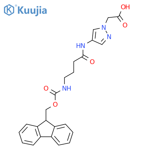 2-{4-4-({(9H-fluoren-9-yl)methoxycarbonyl}amino)butanamido-1H-pyrazol-1-yl}acetic acid structure