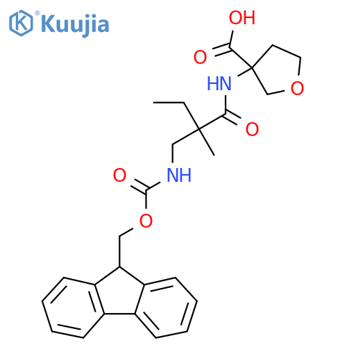 3-{2-({(9H-fluoren-9-yl)methoxycarbonyl}amino)methyl-2-methylbutanamido}oxolane-3-carboxylic acid structure